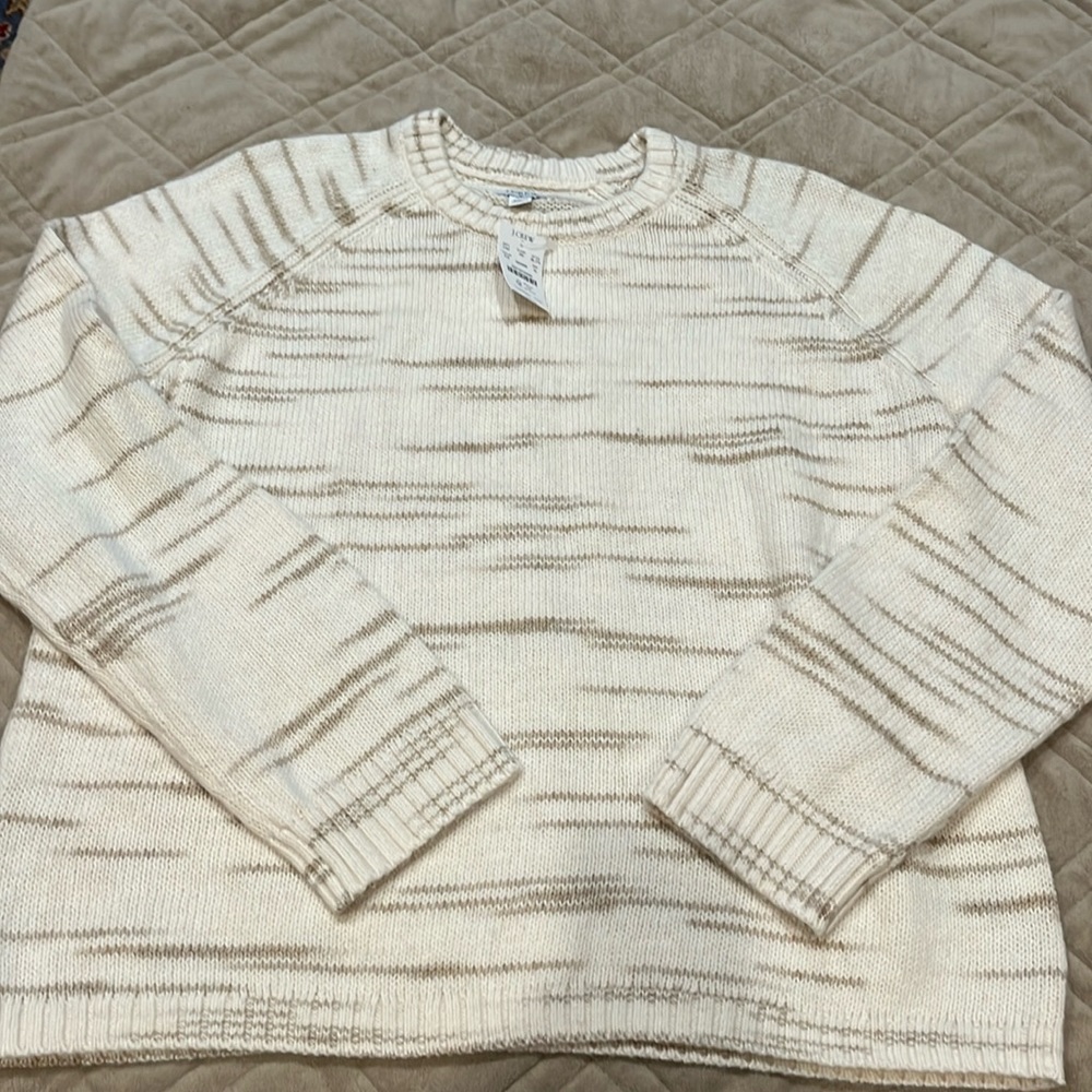 J.Crew new with tags very soft cream and tan extra large sweater
